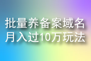 批量养备案域名月入10万玩法网络赚钱项目-十二部社区
